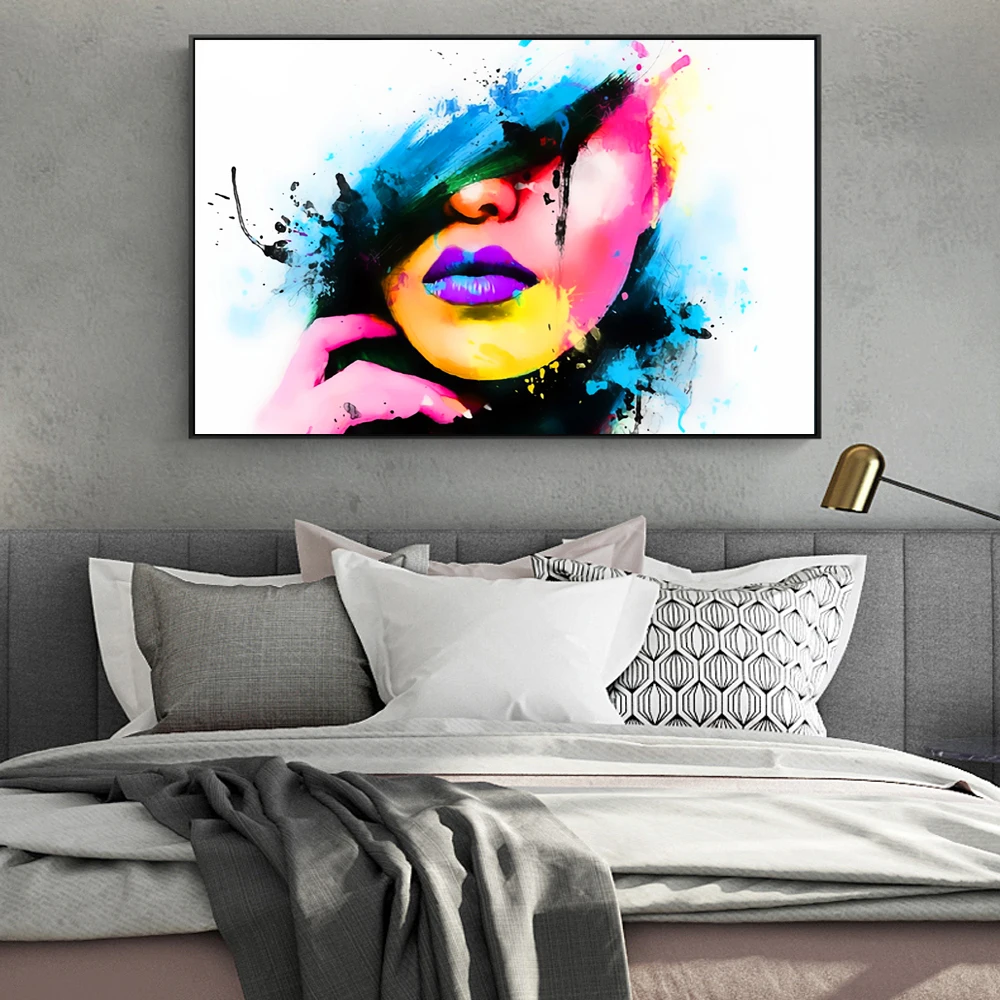 Abstract Wall Posters And Prints Sexy Girl Lips Pop Art Canvas Modern Paintings For Living Room Cuadros | Дом и сад