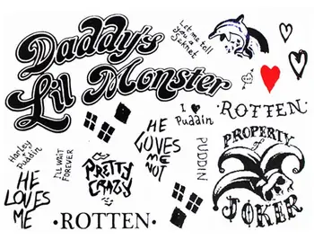 Temporary Tattoo Sticker Waterproof Suicide Squad Harley Quinn joker clown Fake Tatoo Tatouage Flash Tatto For Men Women Girl
Temporary Tattoo Sticker Waterproof Suicide Squad Harley Quinn joker clown Fake Tatoo Tatouage Flash Tatto For Men Women Girl