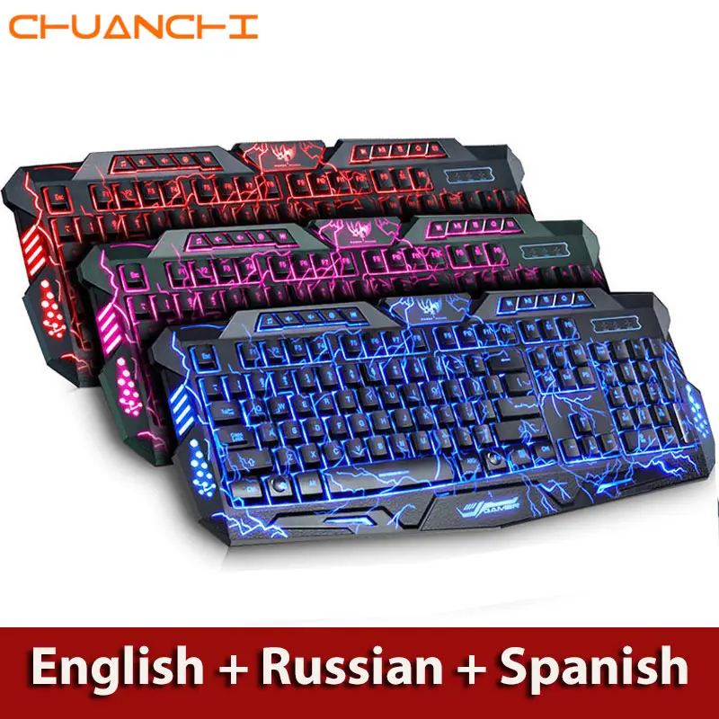 

NEW CHUANCHI M200 Purple/Blue/Red RGB Breathing Backlight Gaming Keyboard Mouse Combos USB Wired keyboard for LOL game player