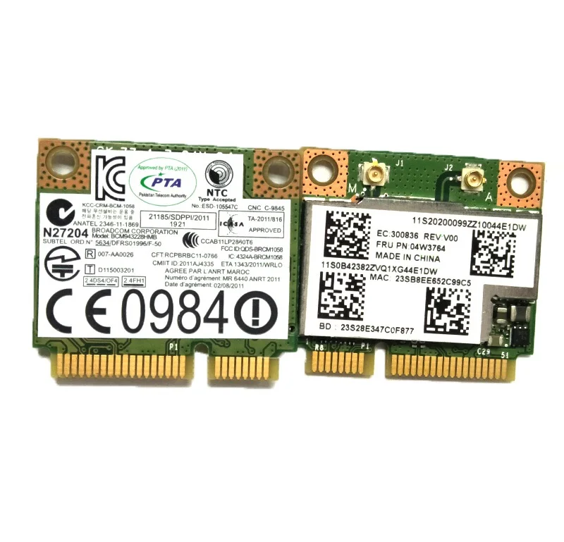 Новая карта PCI-E для Broadcom BCM943228HMB, Wi-Fi, Bluetooth 4,0, Half MINI, для IBM Lenovo E130, E135, E330, E335, E530, E535
Новая карта PCI-E для Broadcom BCM943228HMB, Wi-Fi, Bluetooth 4,0, Half MINI, для IBM Lenovo E130, E135, E330, E335, E530, E535