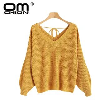 OMCHION Sueter Mujer 2019 Autumn V Neck Long Sleeve Backless Knit Sweater Women Casual Loose Korean Pullovers Jumper LMY103
OMCHION Sueter Mujer 2019 Autumn V Neck Long Sleeve Backless Knit Sweater Women Casual Loose Korean Pullovers Jumper LMY103