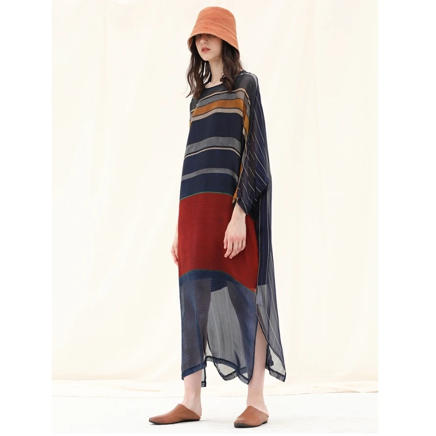 IRINAW111 new arrival summer 2018 original design batwing sleeve oversize long patchwork stripe silk dress women
IRINAW111 new arrival summer 2018 original design batwing sleeve oversize long patchwork stripe silk dress women