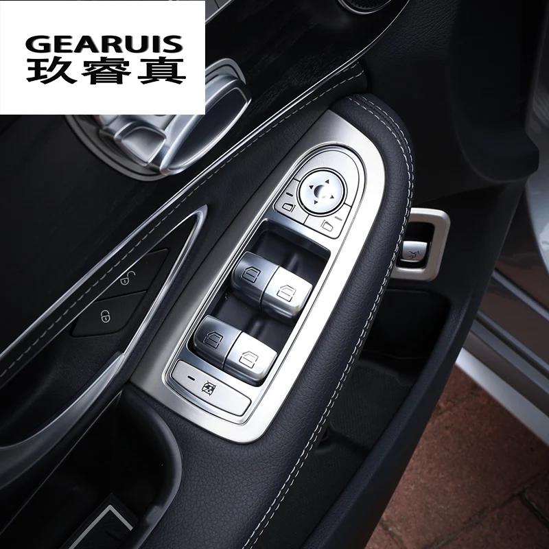 Car styling Auto window lift button switch cover Sitcker decoration trim For Mercedes Benz C Class W205 GLC interior Accessories
Car styling Auto window lift button switch cover Sitcker decoration trim For Mercedes Benz C Class W205 GLC interior Accessories