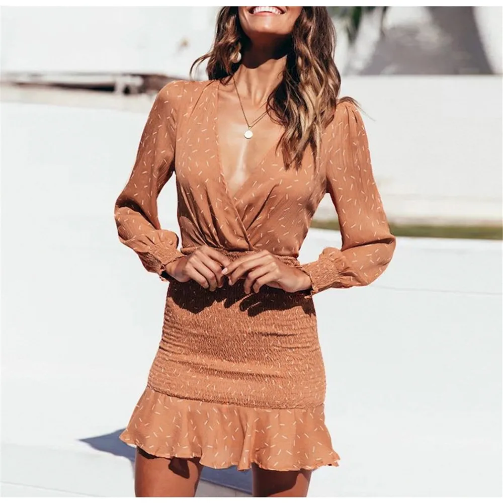 Chiffon Sexy Summer Dress Elegant Evening Party Women Dresses Long Sleeve Ruffles V-neck Casual Beach Bodycon Office Lady Dress
Chiffon Sexy Summer Dress Elegant Evening Party Women Dresses Long Sleeve Ruffles V-neck Casual Beach Bodycon Office Lady Dress