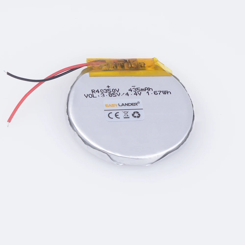 R40350 403535 3.85V 435mAh Rechargeable li Polymer Round battery For Smart watch
R40350 403535 3.85V 435mAh Rechargeable li Polymer Round battery For Smart watch