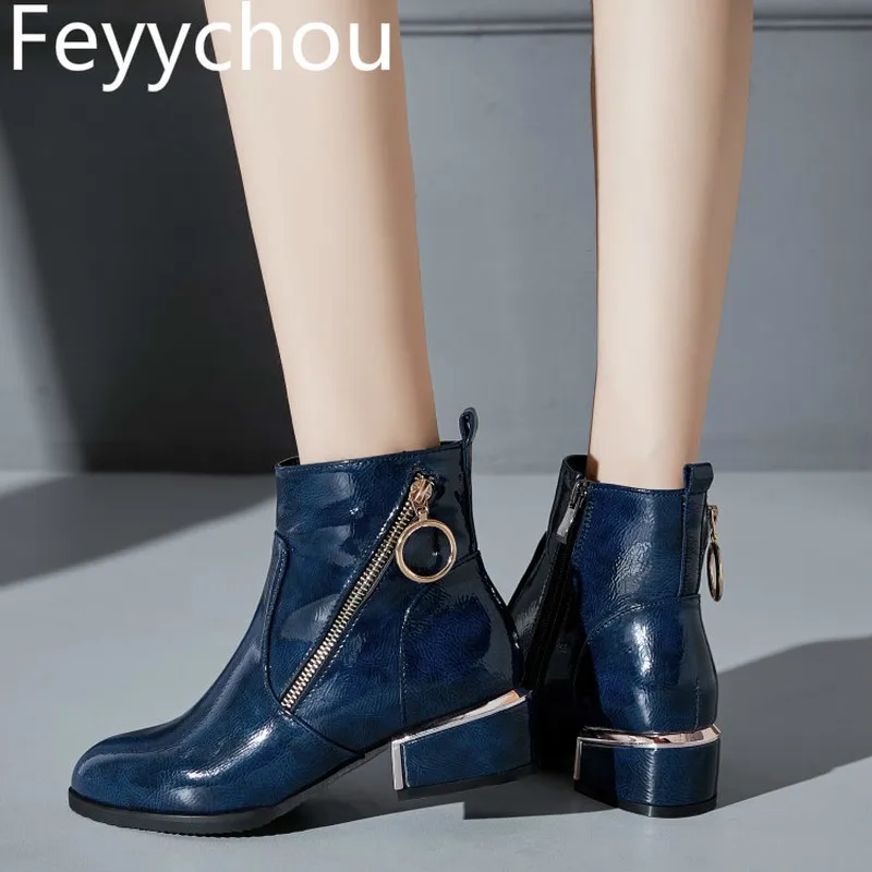 Women Boots Autumn Winter Martin Shoes High Heel Zip Pointed Toe Ankle 2018 New Sexy Fashion Patent-leather Black Blue Wine Red
Women Boots Autumn Winter Martin Shoes High Heel Zip Pointed Toe Ankle 2018 New Sexy Fashion Patent-leather Black Blue Wine Red