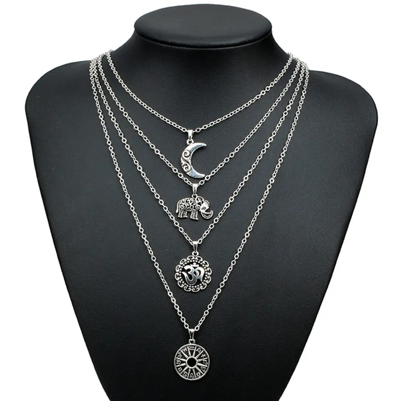 Boho collares Vintage Multi layer Moon Elephant Pendant Necklace Maxi colar Long Necklaces For Women YWYG4498
Boho collares Vintage Multi layer Moon Elephant Pendant Necklace Maxi colar Long Necklaces For Women YWYG4498