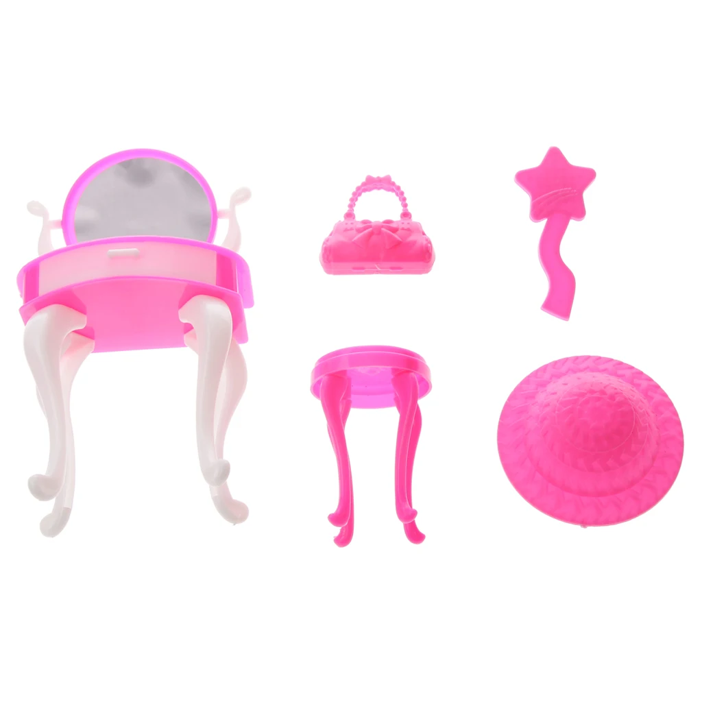 High quality Mini Pink Wardrobe with 3 big drawers and 2 small drawers Suitable for 29cm fashion doll dollhouses decoration