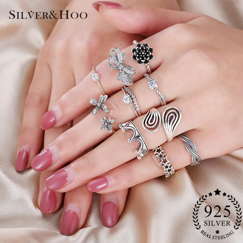SILVERHOO 925 Sterling Silver Rings for Women Girls Gift Fine Jewelry 10 Style Romantic Birthday Gift Party Accessories
SILVERHOO 925 Sterling Silver Rings for Women Girls Gift Fine Jewelry 10 Style Romantic Birthday Gift Party Accessories