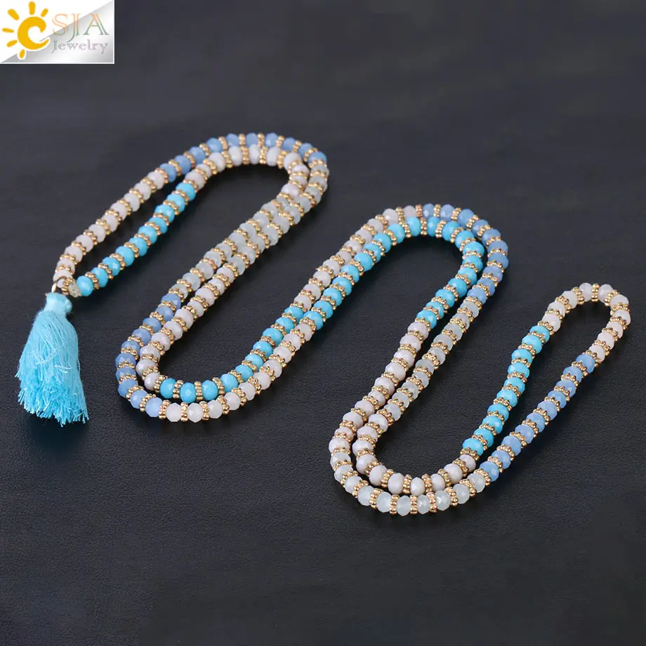 CSJA Glass Bead Necklace Blue Wrapped Tassel Pendant Multicolor 4mm Bicone Crystal Beads Bright Snowflake Elastic Girl Gift S049
CSJA Glass Bead Necklace Blue Wrapped Tassel Pendant Multicolor 4mm Bicone Crystal Beads Bright Snowflake Elastic Girl Gift S049