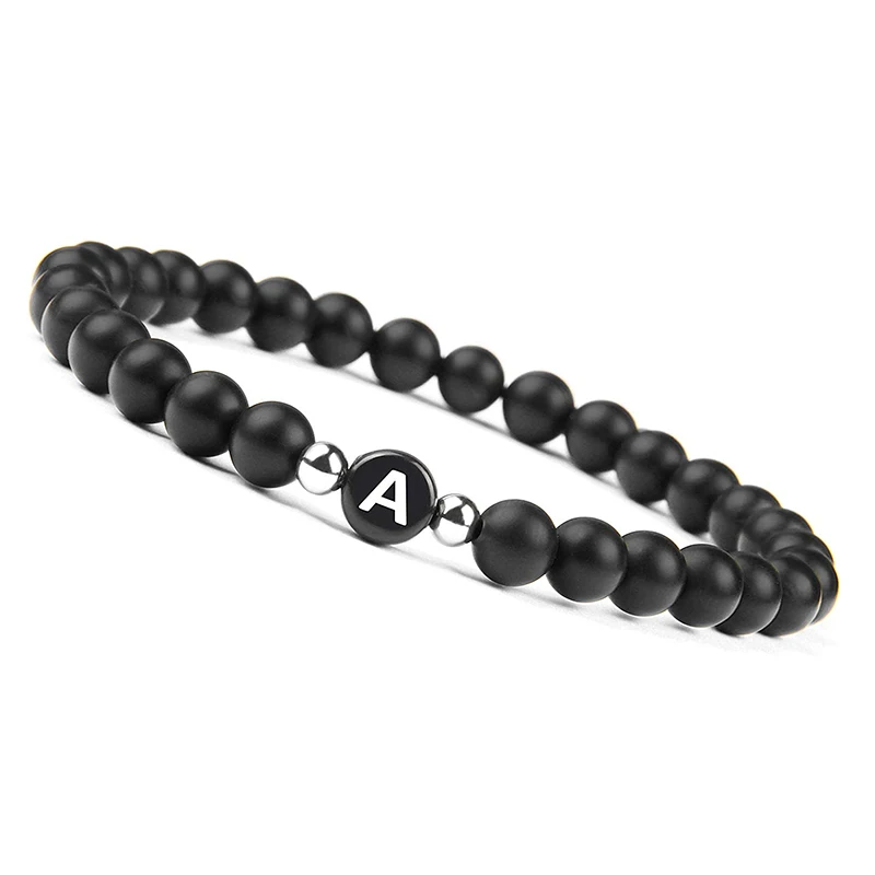 A-Z Letters Couple Bracelets with Natural Stones Beaded Bracelet