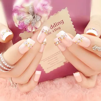 24pcs French Style Nails Art Tips With Glue Pink Color Shining Rhinestone False Nails Square Head Full Cover Artificial Nail
24pcs French Style Nails Art Tips With Glue Pink Color Shining Rhinestone False Nails Square Head Full Cover Artificial Nail