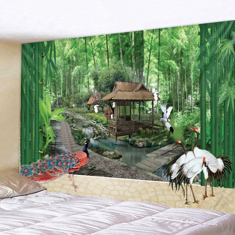 Bamboo Forest Wooden House Crane Peacock 2019 Tribe Furnishing Polyester 3d 200x150cm Tapestry Hippie Wall Hanging Blanket
Bamboo Forest Wooden House Crane Peacock 2019 Tribe Furnishing Polyester 3d 200x150cm Tapestry Hippie Wall Hanging Blanket