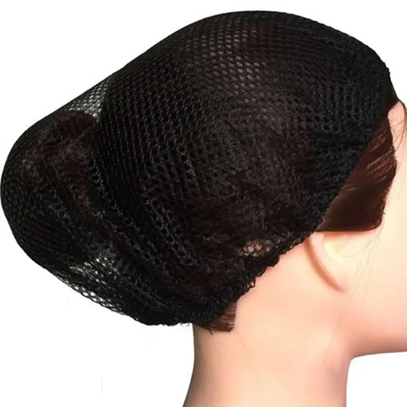 12 Pcs Disposable Mesh Cap Black Hair Net Caps Elastic Free Size Head