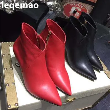 Fashion Women's Black Red Genuine Leather Ankle Boots 6cm High Heels Ladies Zipper Sapato Feminino Tide Short Botas Mujer Shoes
Fashion Women's Black Red Genuine Leather Ankle Boots 6cm High Heels Ladies Zipper Sapato Feminino Tide Short Botas Mujer Shoes