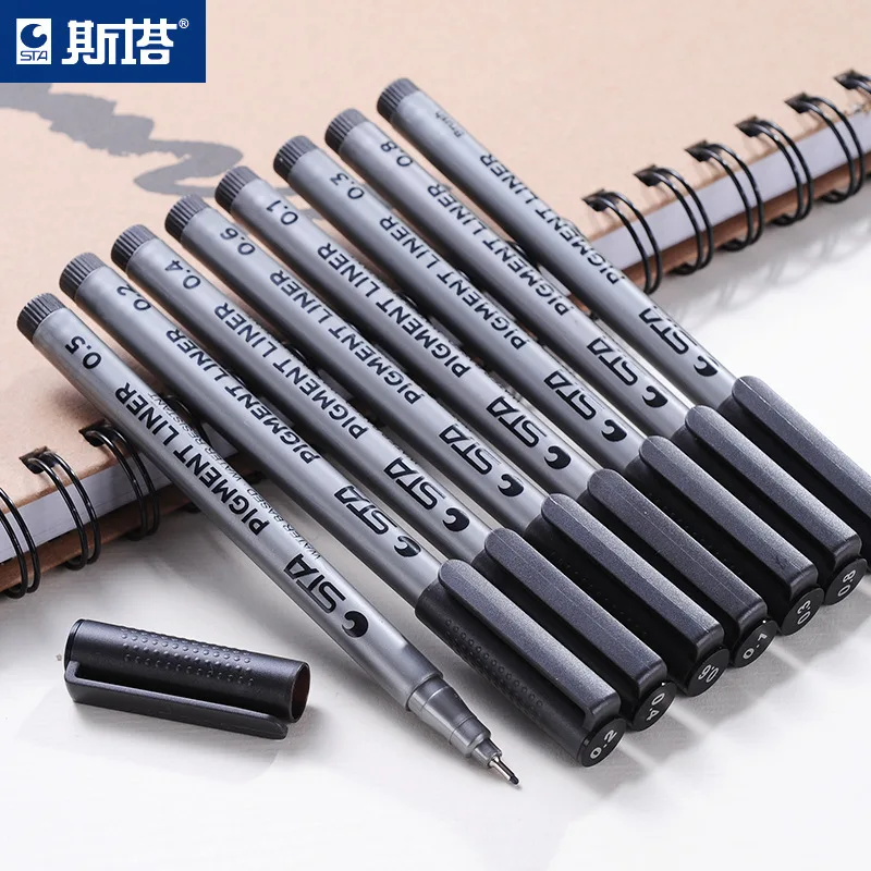 1Piece Pigment Liner Pigma Micron Ink Marker Pen 0.05 0.1 0.2 0.3 0.4 0.5 0.6 0.8 Different Tip Black Fineliner Sketching Pens
1Piece Pigment Liner Pigma Micron Ink Marker Pen 0.05 0.1 0.2 0.3 0.4 0.5 0.6 0.8 Different Tip Black Fineliner Sketching Pens