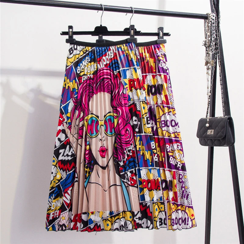 2019 Women Pleated Skirt Elastic High Waist Cartoon Skirt Women Spring Summer Midi Skirts Fashion A Line Long Skirt For Women
2019 Women Pleated Skirt Elastic High Waist Cartoon Skirt Women Spring Summer Midi Skirts Fashion A Line Long Skirt For Women