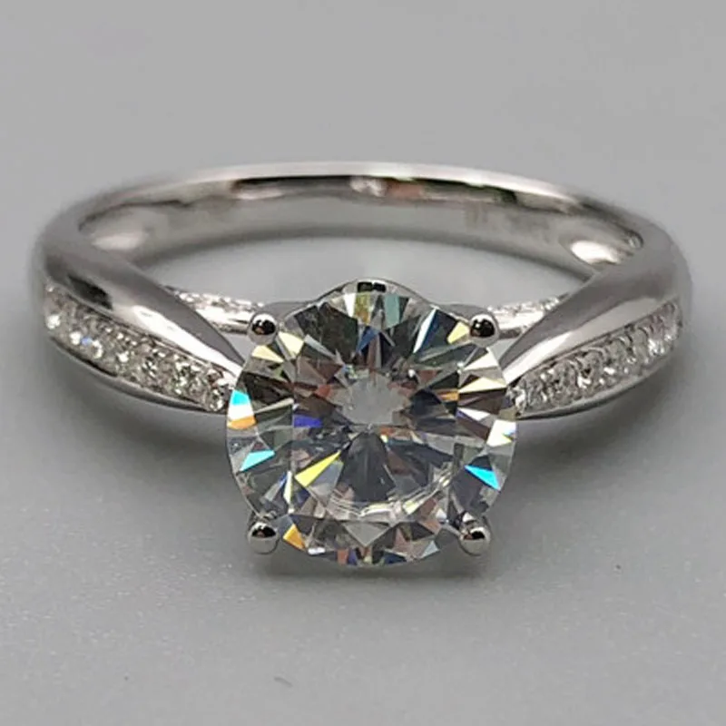 1 5 карат 18K Белое Золото Moissanite бриллиантовое кольцо Корона классический простой