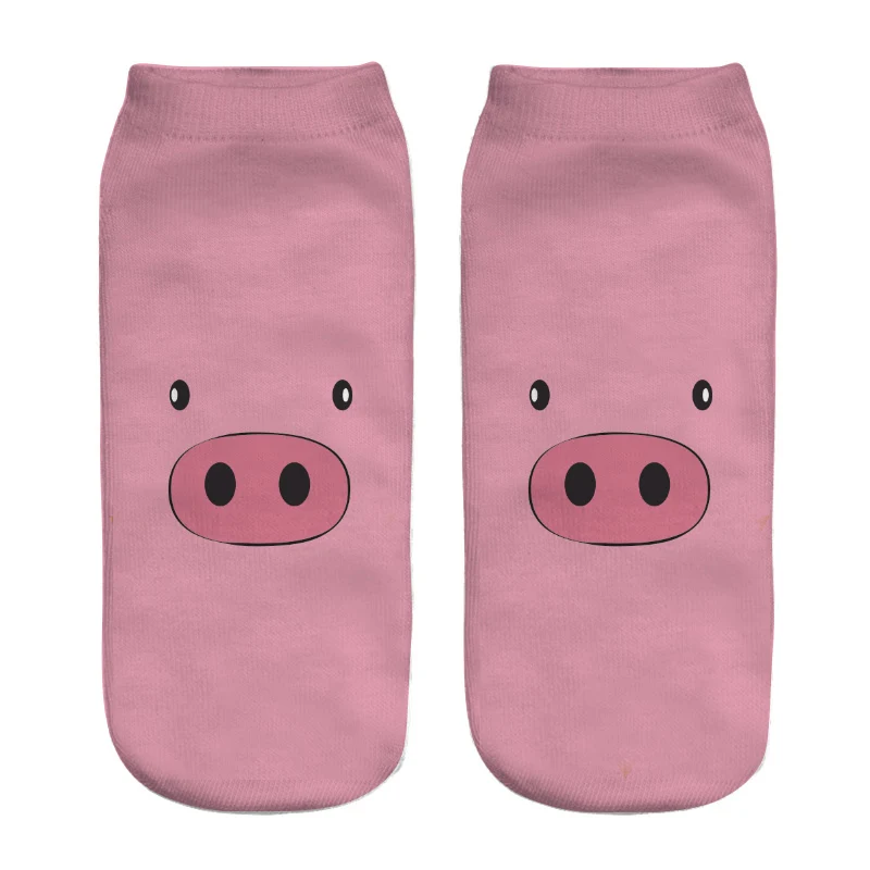 Новинка 2018 Забавные милые хлопковые короткие носки с 3D принтом в виде розовых