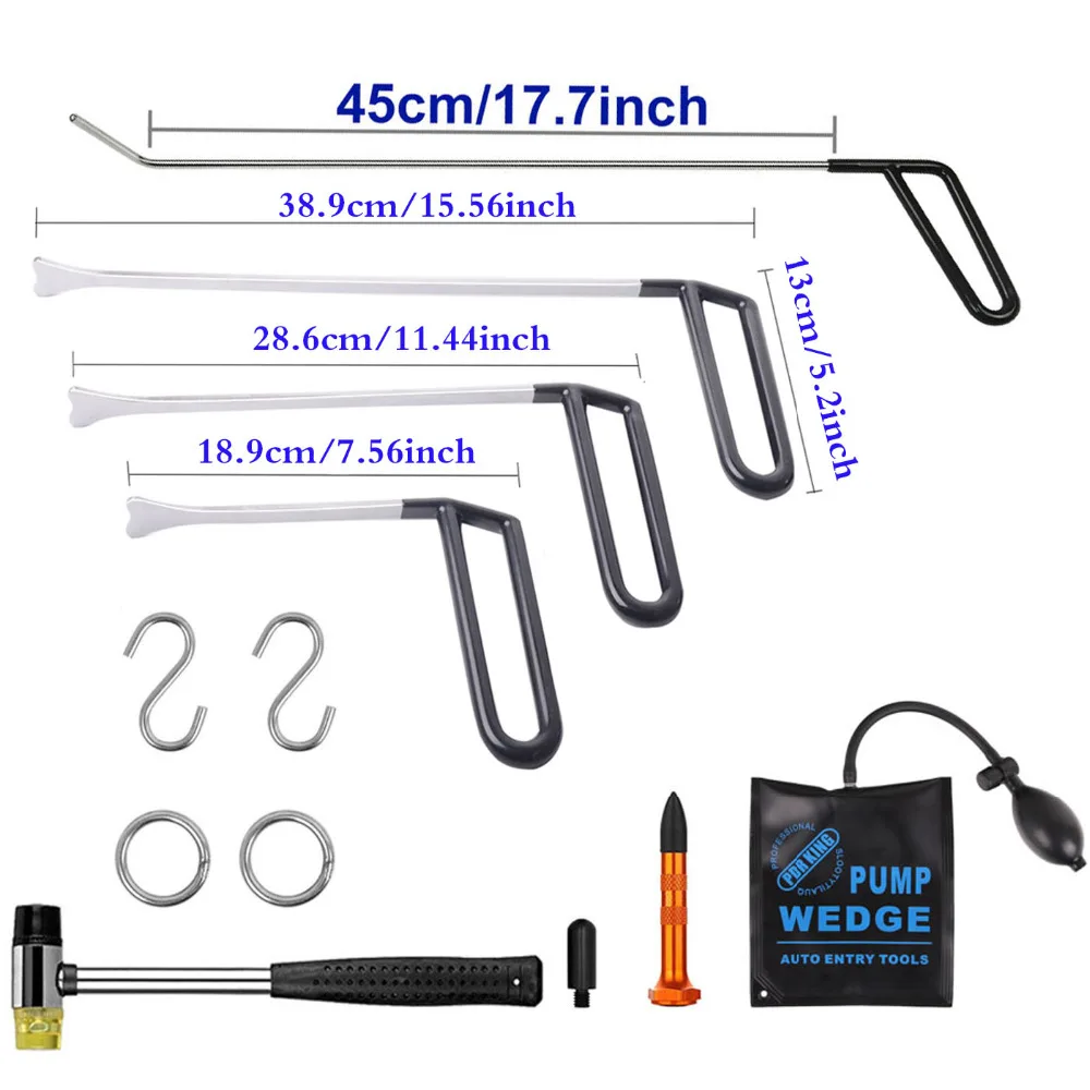 6× PDR Tools Push Rods Spring Steel Body Paintless Dent Repair Hail Removal Set