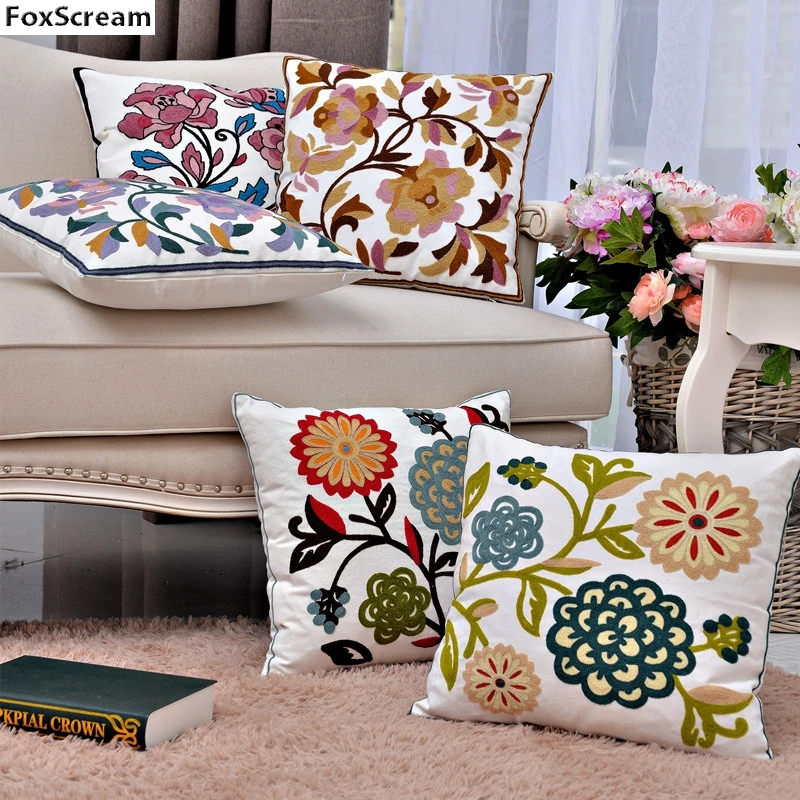 Flower Embroidered Cushions Cover Floral Decorative Pillows Case Embroidery Pillow Cover Home Decor for sofa 45x45cm
Flower Embroidered Cushions Cover Floral Decorative Pillows Case Embroidery Pillow Cover Home Decor for sofa 45x45cm