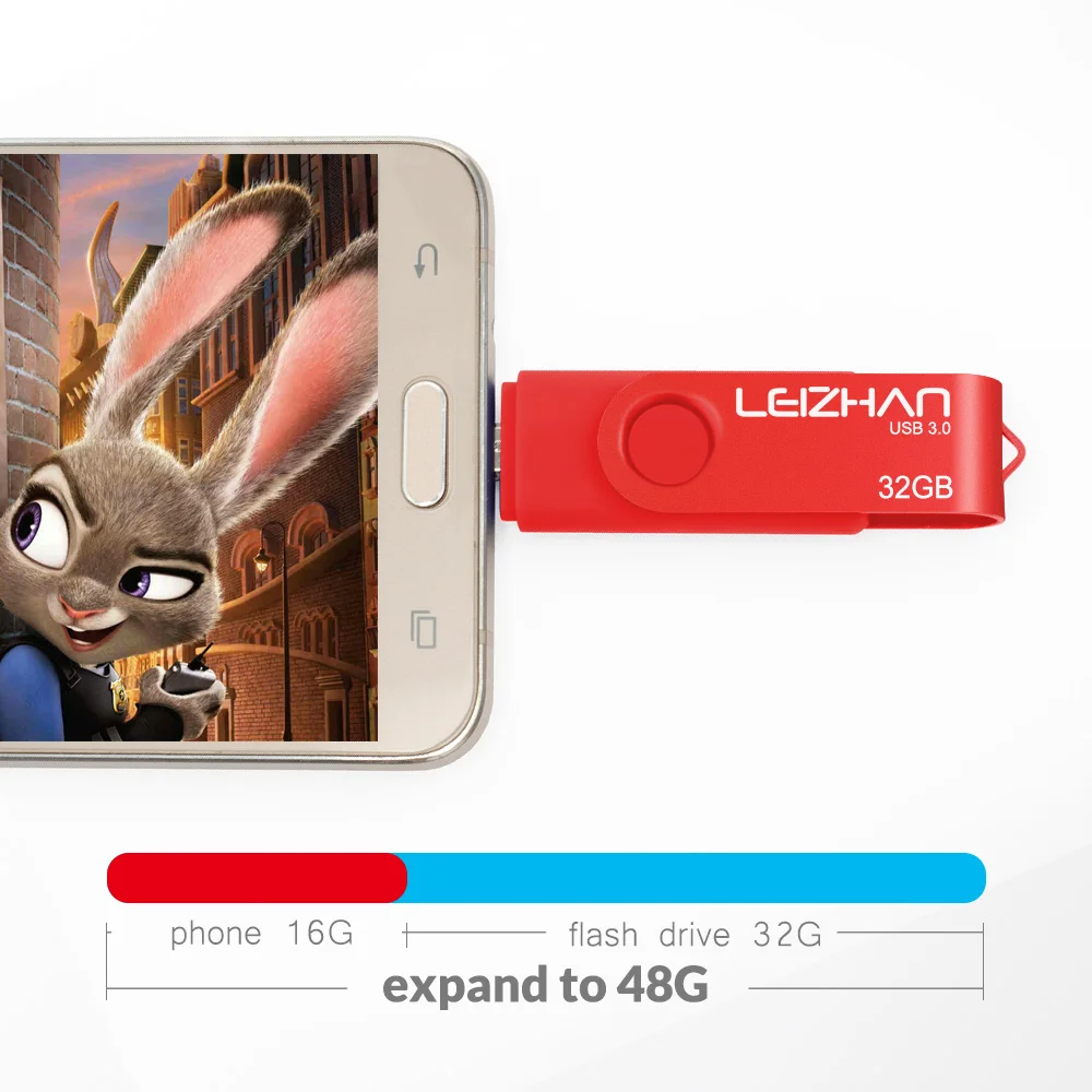 LEIZHAN USB 3 0 ручка Накопитель Android телефон OTG флэш накопитель 64 ГБ 32 16 микро флешка