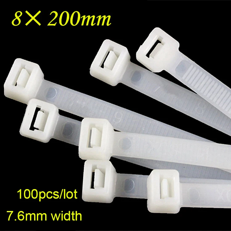 8*200mm (100 Piece) Industrial Plastic Nylon Cable Tie 7.6mm width Multi-Purpose Reusable Fastening Cable Ties
8*200mm (100 Piece) Industrial Plastic Nylon Cable Tie 7.6mm width Multi-Purpose Reusable Fastening Cable Ties