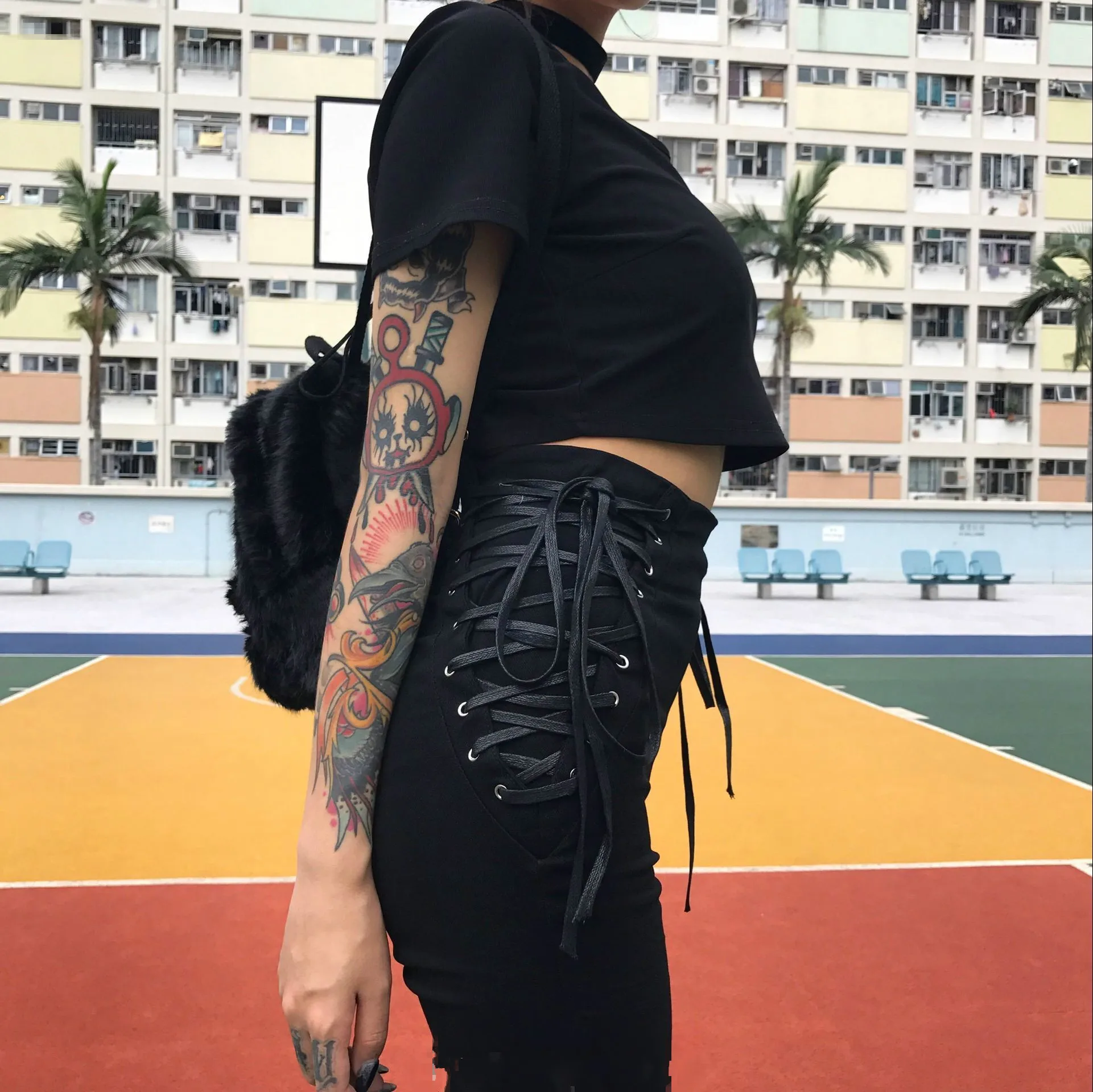 Punk Harajuku High Waist Side Straps Bow Drawstring Pencil Pants Stretch Women Black Pants
Punk Harajuku High Waist Side Straps Bow Drawstring Pencil Pants Stretch Women Black Pants