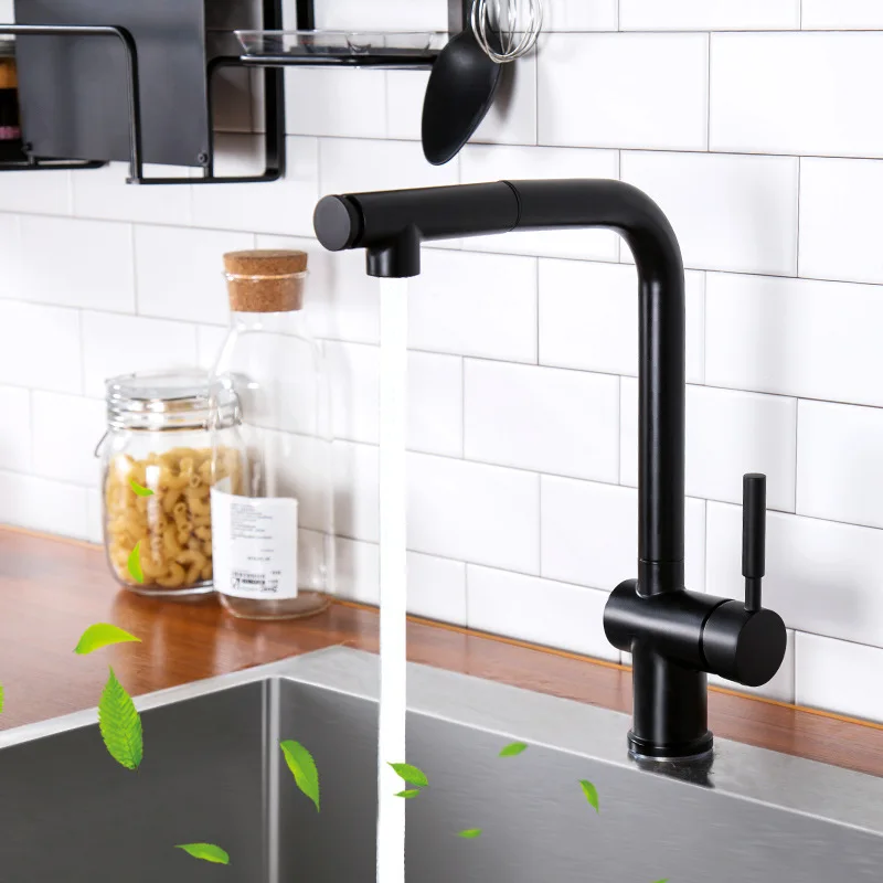 Two mode Brass kitchen faucet Rotatable pull out cold hot water kitchen faucet top quality black plated
Two mode Brass kitchen faucet Rotatable pull out cold hot water kitchen faucet top quality black plated