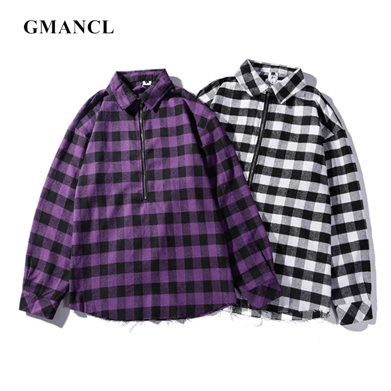 Spring autumn Men Streetwear Long Sleeve zipper pullover Plaid Shirts Camisa Masculina Curved hem Mens Oversized Casual Shirts
Spring autumn Men Streetwear Long Sleeve zipper pullover Plaid Shirts Camisa Masculina Curved hem Mens Oversized Casual Shirts