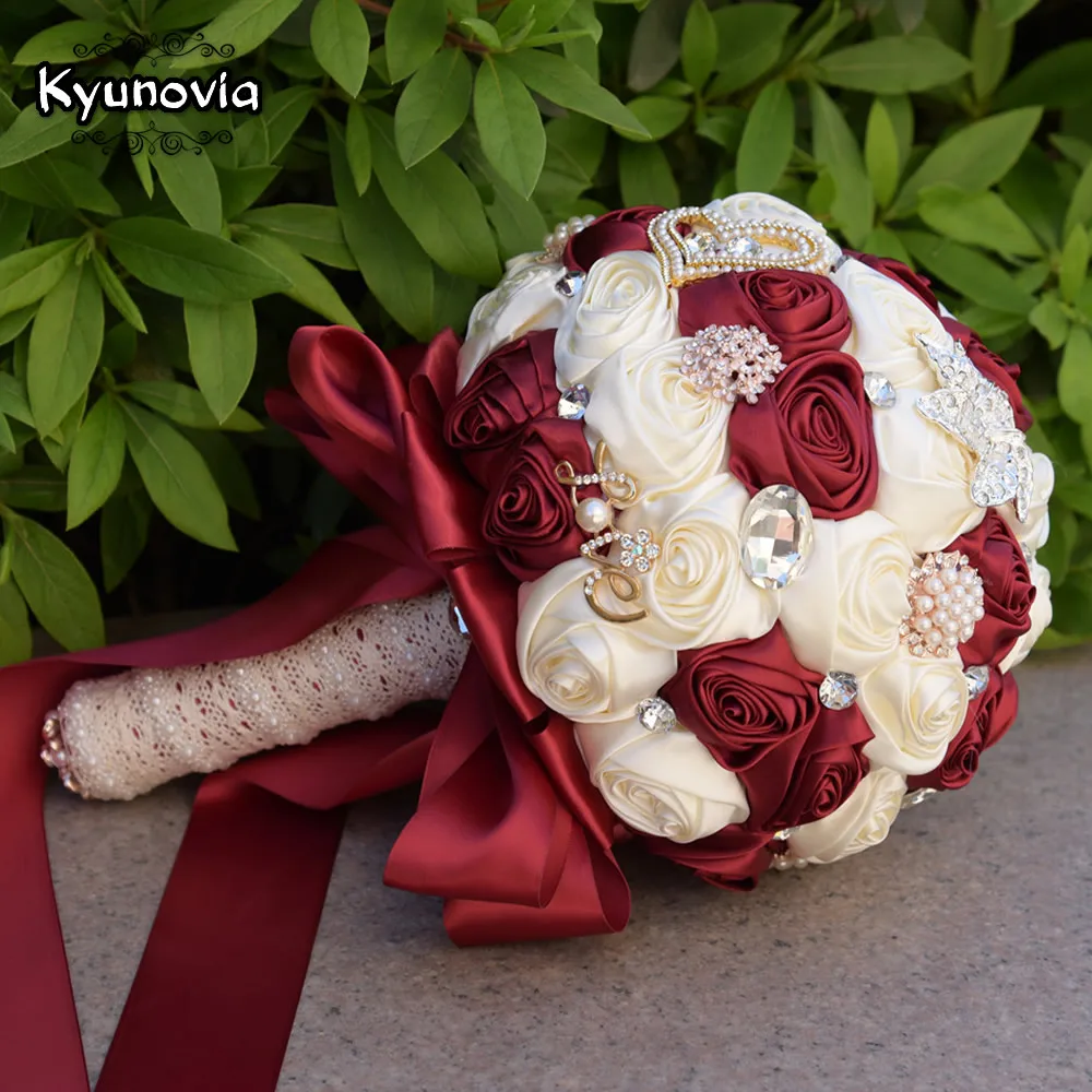 Женские свадебные букеты Kyunovia белые Искусственные розы в наличии FW139|bridal bouquet|wedding