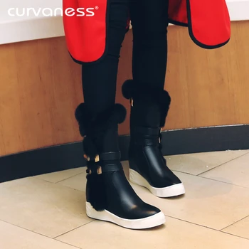 Curvaness Genuine Leather Snow Boots Winter Real Fur Women Mid-Calf Boots Plush Buckle sexy Platform Wedge Heel Boots Zip Shoes
Curvaness Genuine Leather Snow Boots Winter Real Fur Women Mid-Calf Boots Plush Buckle sexy Platform Wedge Heel Boots Zip Shoes