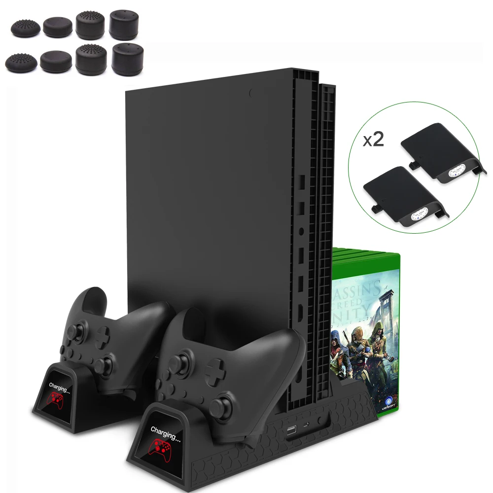 Xbox Heat Sink Base Cooling Fan Vertical Charger Stand Dual Controller Charging Dock for Xbox One /ONE S/ONE X Batteries Holder
Xbox Heat Sink Base Cooling Fan Vertical Charger Stand Dual Controller Charging Dock for Xbox One /ONE S/ONE X Batteries Holder