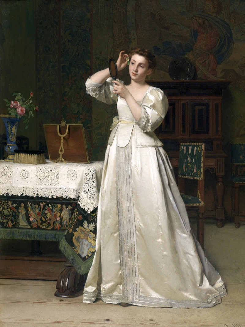 Classical figurative painting canvas portrait poster beauty picture elegant lady dressing with mirrors modernn home decor
Classical figurative painting canvas portrait poster beauty picture elegant lady dressing with mirrors modernn home decor
