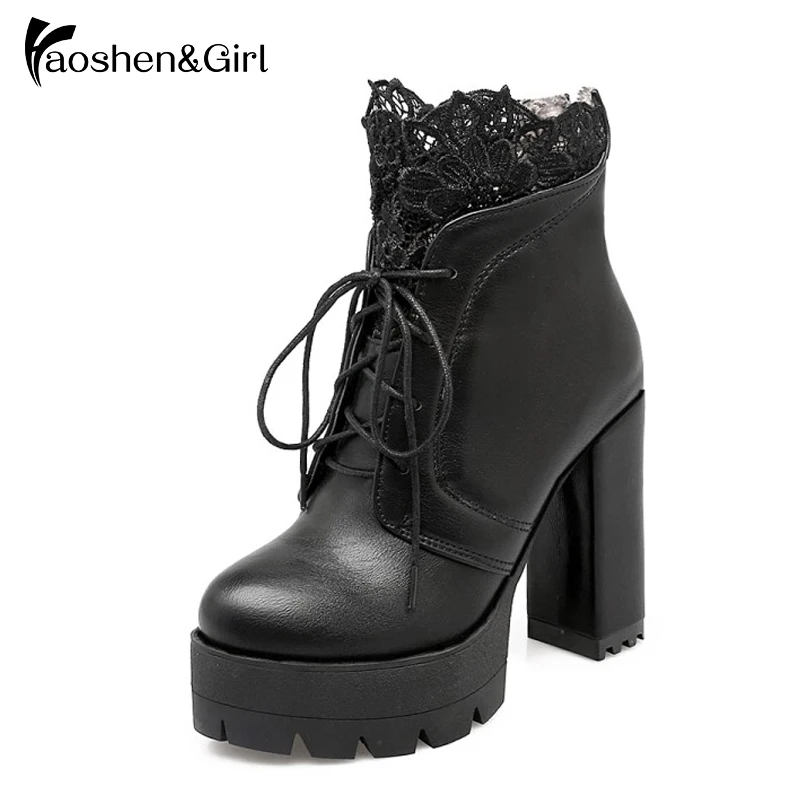 Haoshen&Girl Fashion Boots Women Platform Shoes Women Thick High Heels Ankle Boots Sexy Lace Winter Warm Footwear Size 32-43
Haoshen&Girl Fashion Boots Women Platform Shoes Women Thick High Heels Ankle Boots Sexy Lace Winter Warm Footwear Size 32-43