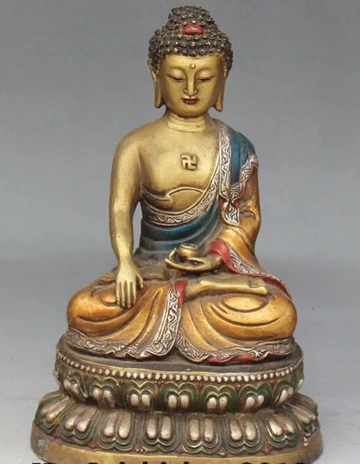10 Tibet Silver Painting Bronze Seat Lotus Shakyamuni Sakyamuni Buddha Statue R0707 (B0328)
10 Tibet Silver Painting Bronze Seat Lotus Shakyamuni Sakyamuni Buddha Statue R0707 (B0328)