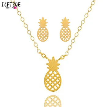 ICFTZWE Stainless Steel Jewelry Sets Charm Hip Hop Chain Gold Colour Pineapple Necklace Earrings For Women Men
ICFTZWE Stainless Steel Jewelry Sets Charm Hip Hop Chain Gold Colour Pineapple Necklace Earrings For Women Men