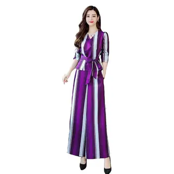 Spring Autumn Fashion 2019 Women Striped Two Pieces Sets Female V Neck Belt Tops And Wide Leg Pants Sets Women Casual Suits J211
Spring Autumn Fashion 2019 Women Striped Two Pieces Sets Female V Neck Belt Tops And Wide Leg Pants Sets Women Casual Suits J211