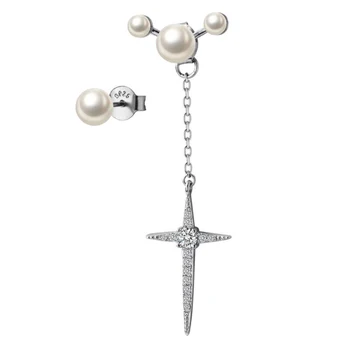 Asymmetric Cross Earrings 100% 925 Sterling Silver Drop Earrings Silver Jewelry with Shell Pearl
Asymmetric Cross Earrings 100% 925 Sterling Silver Drop Earrings Silver Jewelry with Shell Pearl