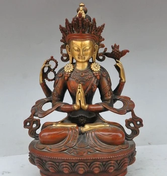 12"tibet buddhism bronze gilt lotus 4 Arms Chenrezig Kwan-Yin Bodhisattva statue
12"tibet buddhism bronze gilt lotus 4 Arms Chenrezig Kwan-Yin Bodhisattva statue