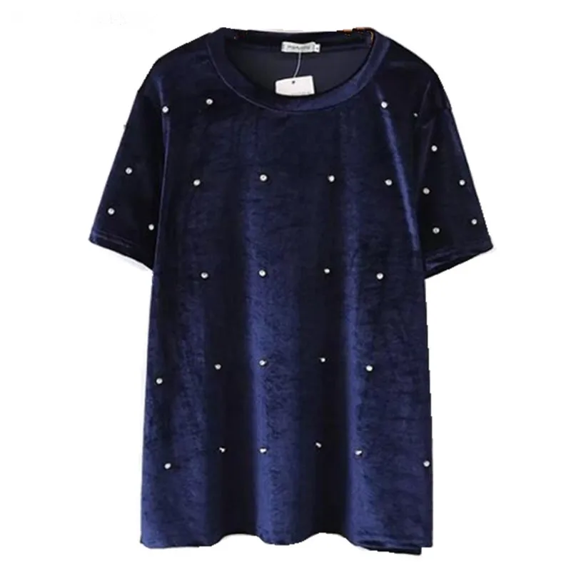 Large Size Diamond Rivets Short sleeve Velour T shirt 2018 Woman Solid color O neck Mid Long Velvet Tee Tops
Large Size Diamond Rivets Short sleeve Velour T shirt 2018 Woman Solid color O neck Mid Long Velvet Tee Tops