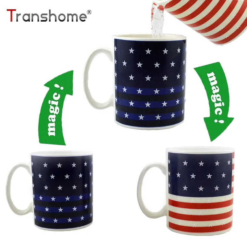 Transhome Цвет изменить Кофе кружка 300 мл американский флаг Magic Керамика круг для