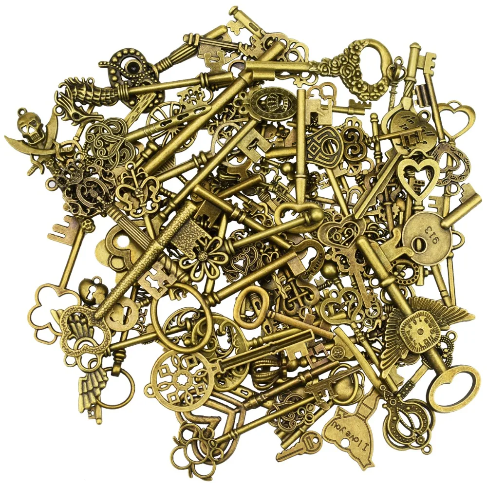 130Pcs Antique Bronze Vintage Skeleton Keys DIY Necklace Pendants Jewelry Making Supplies for Wedding Party Decoration Favor
130Pcs Antique Bronze Vintage Skeleton Keys DIY Necklace Pendants Jewelry Making Supplies for Wedding Party Decoration Favor