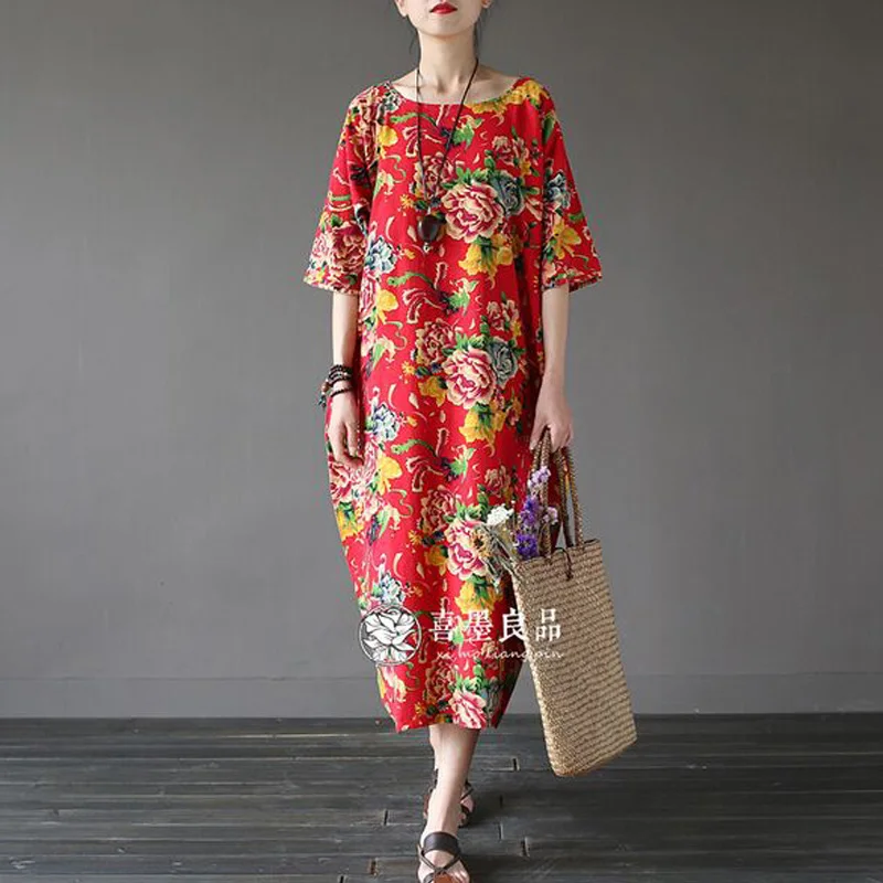 Chinese Style Vintage Print 2017 New Fashion Women Summer Long Dress Loose Casual Plus Size Women Maxi Dress Robe Femme
Chinese Style Vintage Print 2017 New Fashion Women Summer Long Dress Loose Casual Plus Size Women Maxi Dress Robe Femme