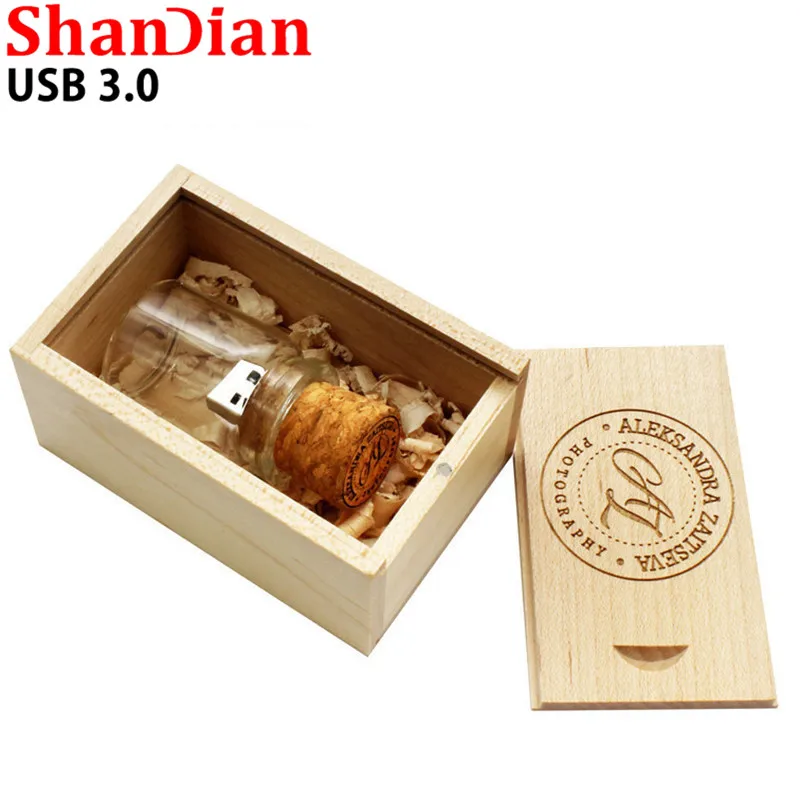 SHANDIAN USB 3.0 LOGO customer Glass drift bottle Cork USB + wooden box USB Flash Drive pendrive 4GB 8GB 16GB 32GB wedding gift
SHANDIAN USB 3.0 LOGO customer Glass drift bottle Cork USB + wooden box USB Flash Drive pendrive 4GB 8GB 16GB 32GB wedding gift