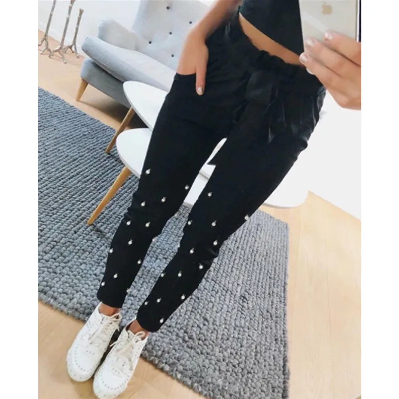 Ladies Womens High Waist Pearl Long Pants New Casual Ladies Summer Trousers Lace Up Waist Casual Female Pants
Ladies Womens High Waist Pearl Long Pants New Casual Ladies Summer Trousers Lace Up Waist Casual Female Pants