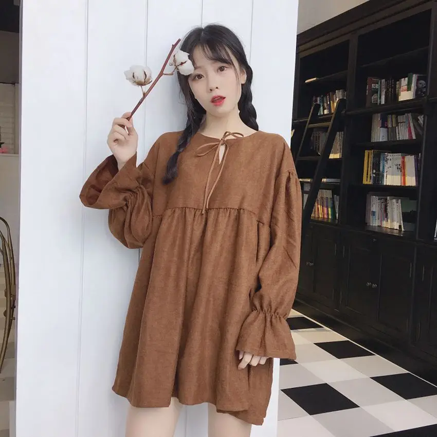 Mferlier Mori Girl Japanese Dress Long sleeve O-neck Women Pleated Dress Bow Neck Casual Dress Female
Mferlier Mori Girl Japanese Dress Long sleeve O-neck Women Pleated Dress Bow Neck Casual Dress Female