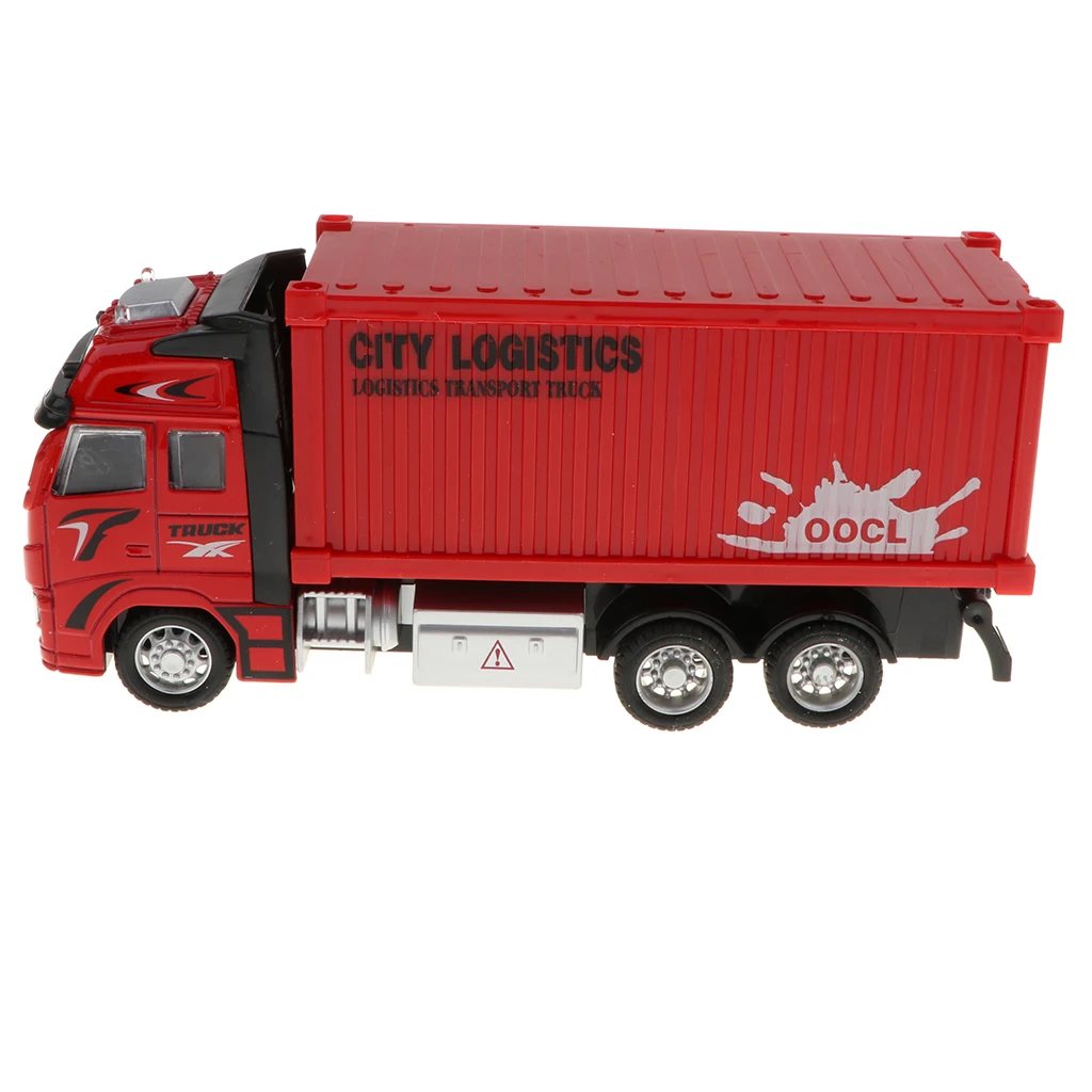 1:18 Scale Diecast Container Truck Construction Vehicle Car Model Kids Toy - Red 1:18 Scale Diecast Container Truck Construction Vehicle Car Model Kids Toy - Red