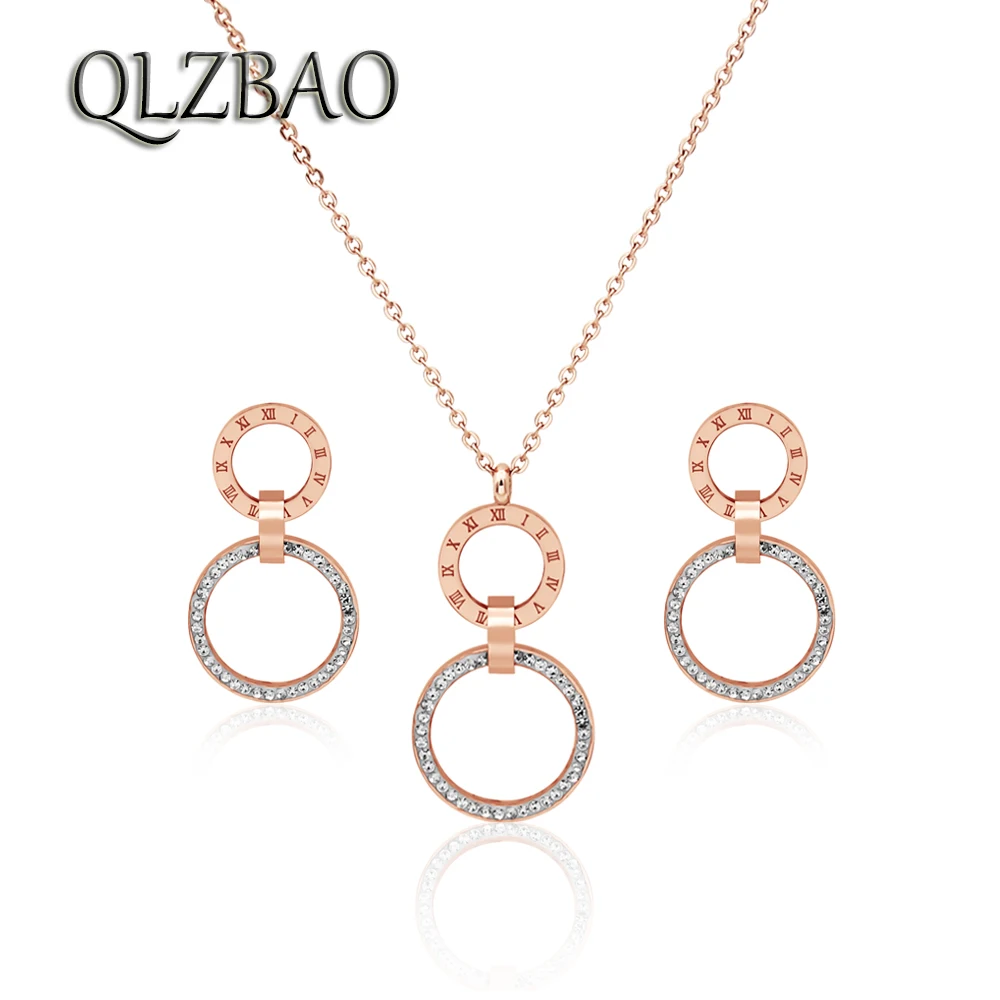 QLZBAO New Fashion Earring & Necklace Jewelry Set Women/Men 361L Stainless Steel Jewelry Crystal Roman Numerals Earring Necklace
QLZBAO New Fashion Earring & Necklace Jewelry Set Women/Men 361L Stainless Steel Jewelry Crystal Roman Numerals Earring Necklace