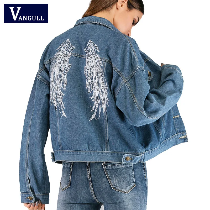 Vangull Wings Back Embroidery Jacket 2019 New Spring Blue Denim Coat Women Casual Jackets Autumn Zip Long Sleeve Lapel Jacket
Vangull Wings Back Embroidery Jacket 2019 New Spring Blue Denim Coat Women Casual Jackets Autumn Zip Long Sleeve Lapel Jacket